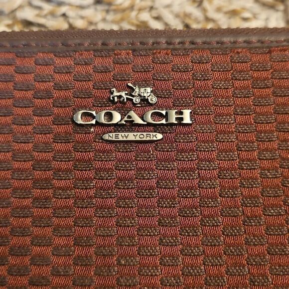 Coach Maroon Signature Zip-Around Wallet - Picture 2 of 7